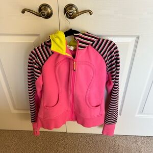 Lululemon Scuba Hoodie hot pink striped Sz10